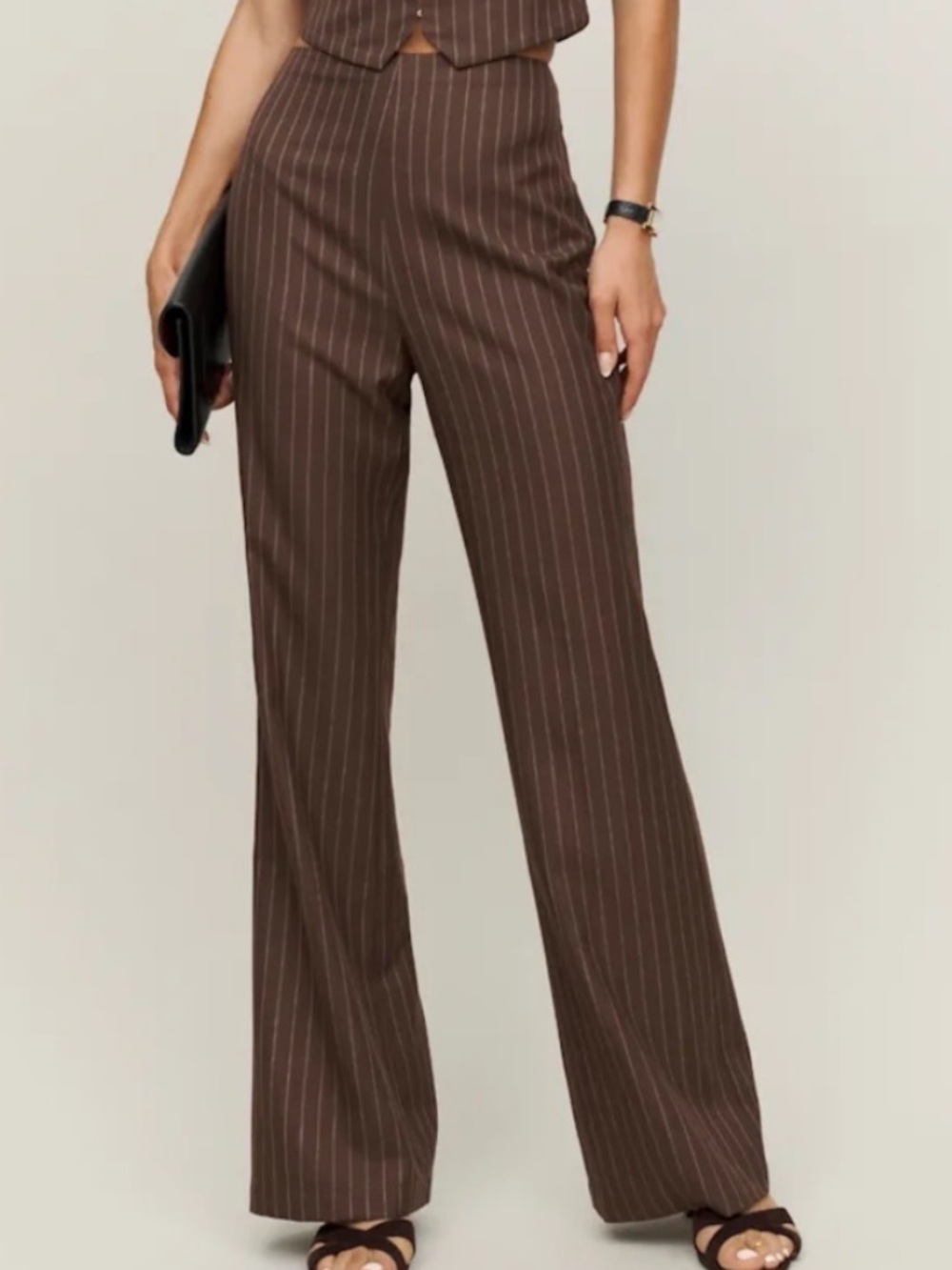 Reformation Cohen Wide Leg Pinstripe Pant Size 8